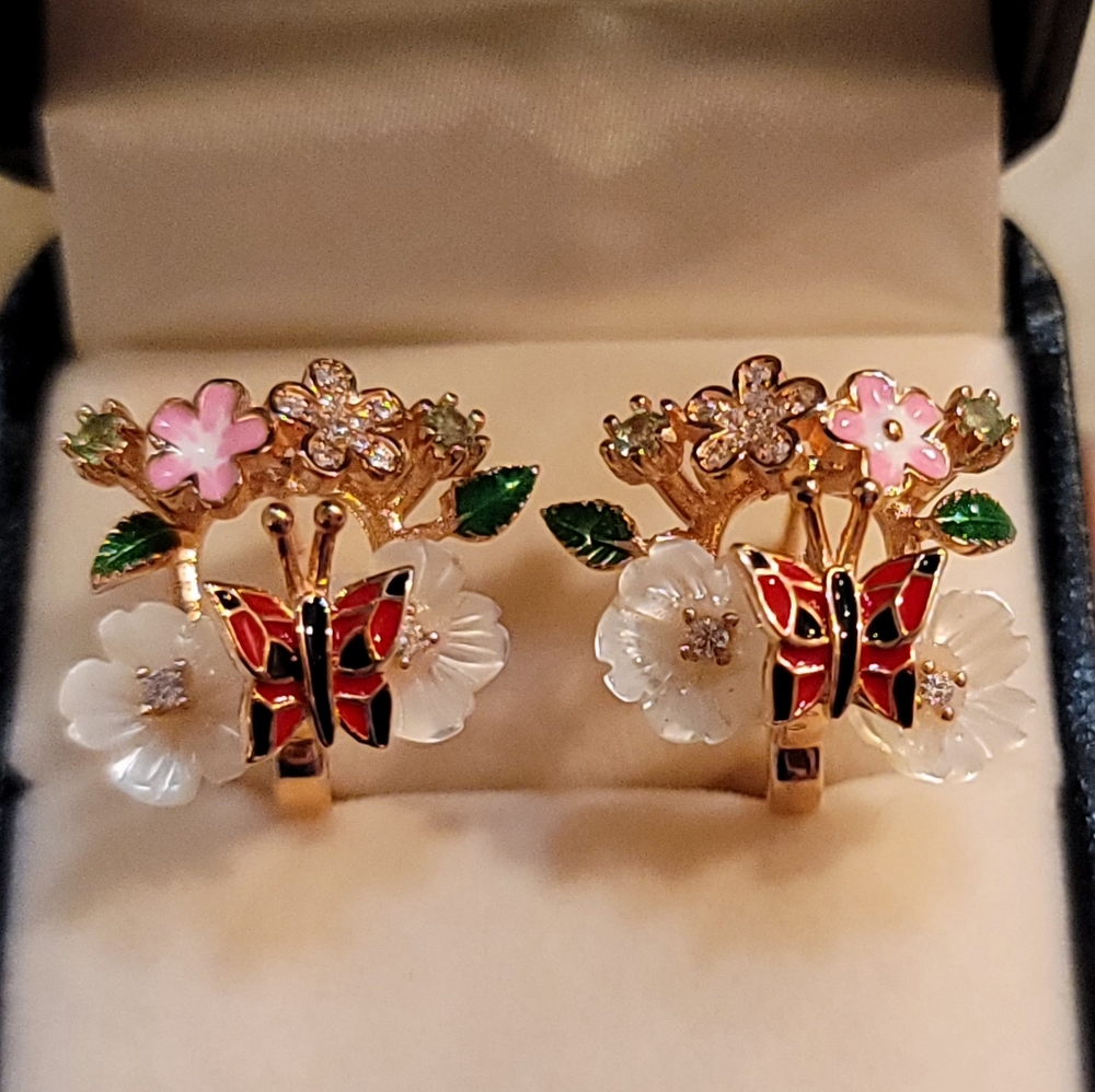 New, butterfly & flowers earrings